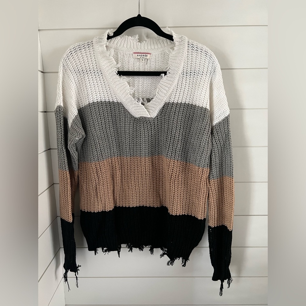 Distressed sweater, size small